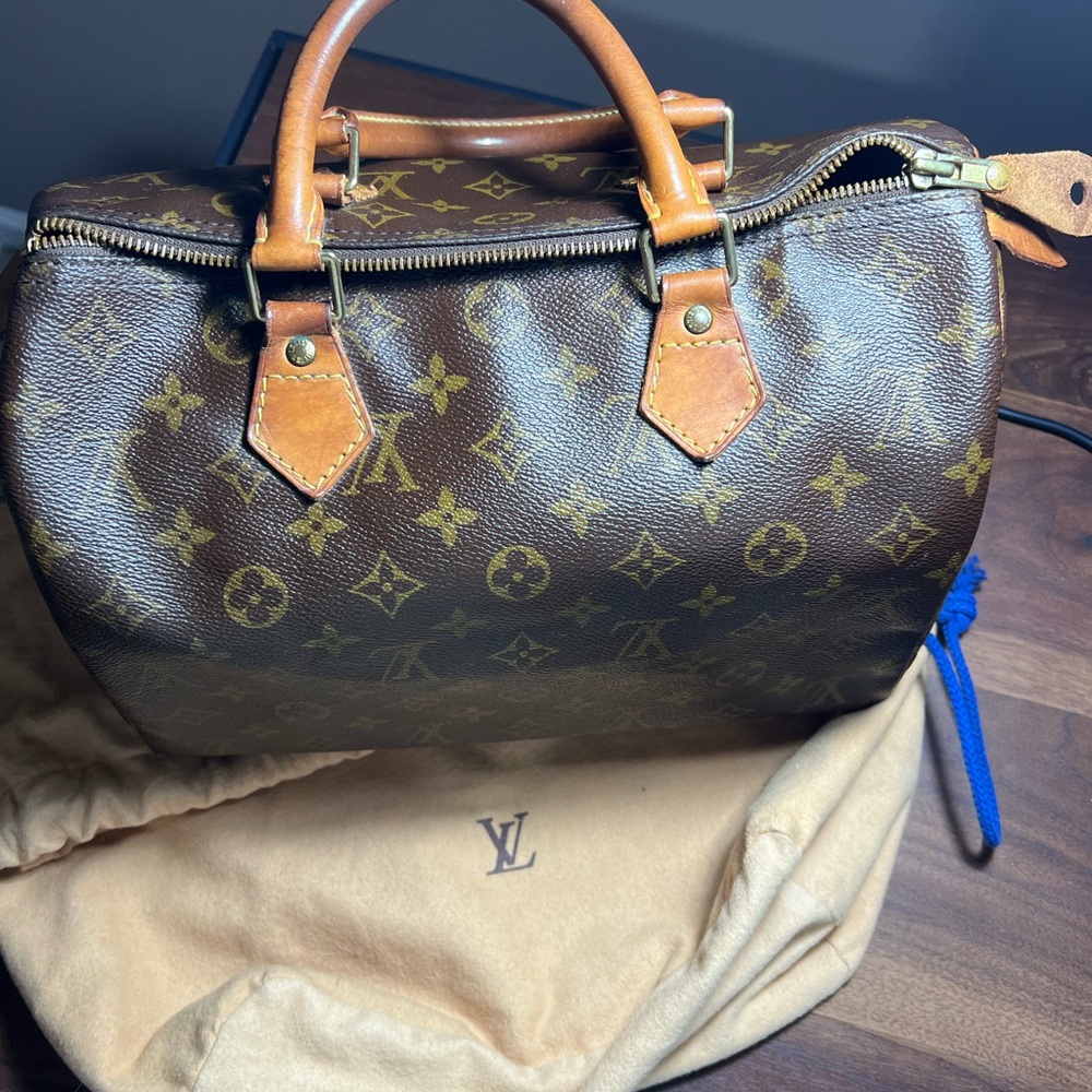 Louis Vuitton Monogram Canvas Speedy Style Shoulder Bag in Brown and Tan
